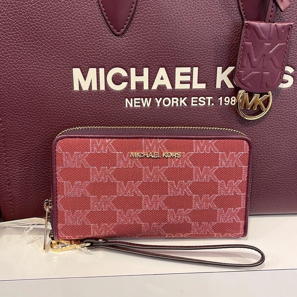 Michael Kors Jet Set Travel Large Phone Case Wristlet Wallet MK Mulberry Multi - Picture 3 of 16